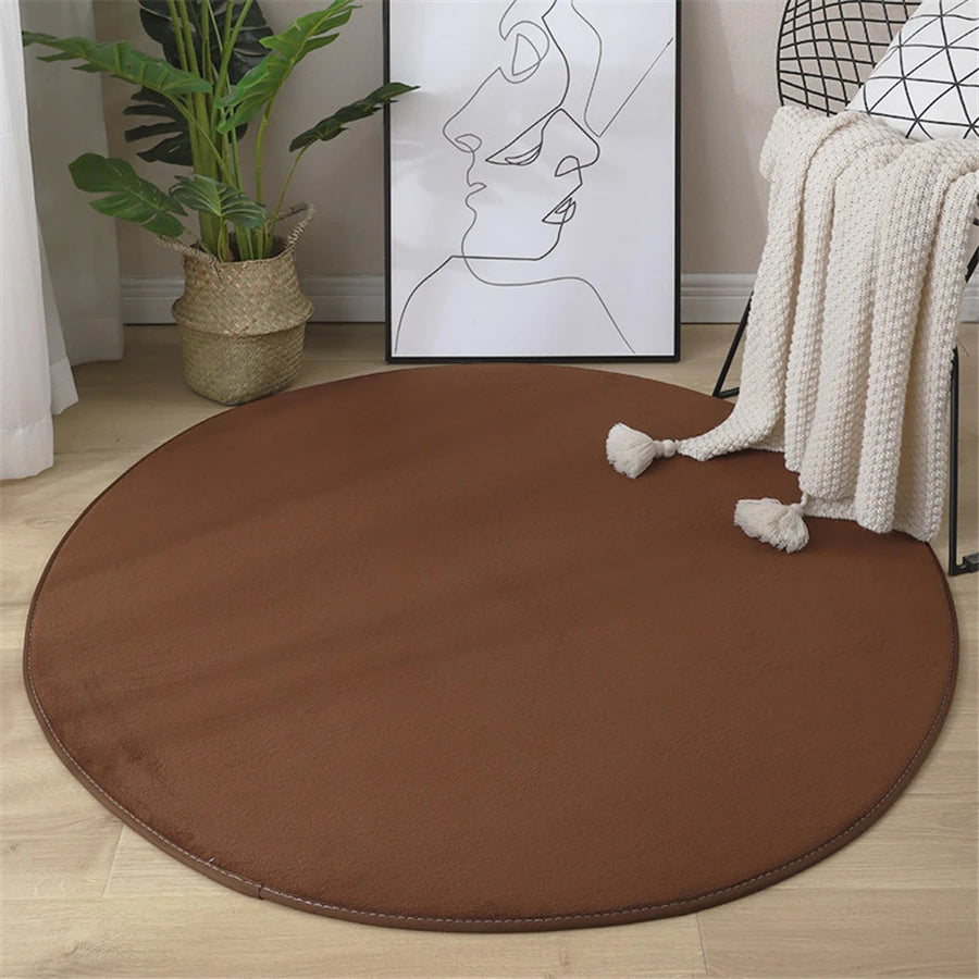 Tapis rond en imitation velours