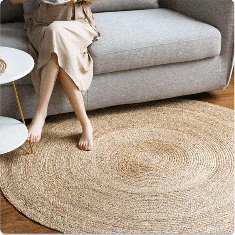 Tapis rond en fibre naturelle