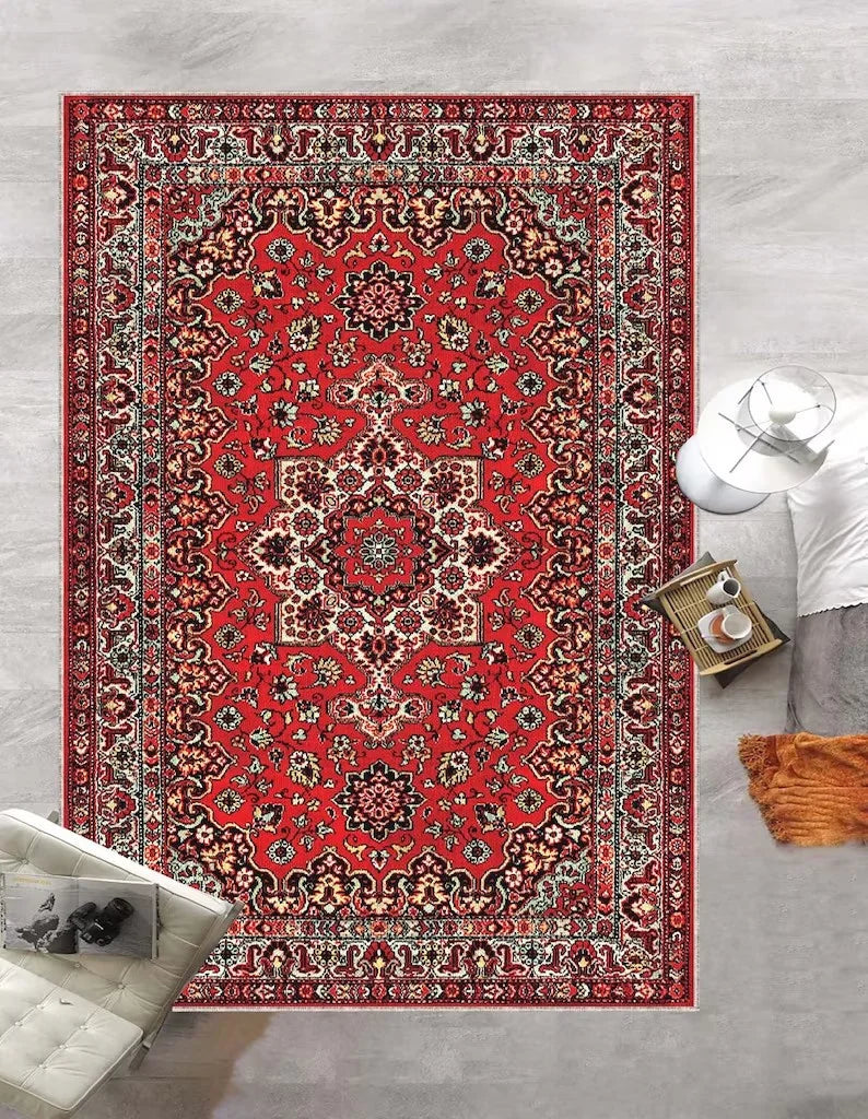 Tapis persan rétro rouge