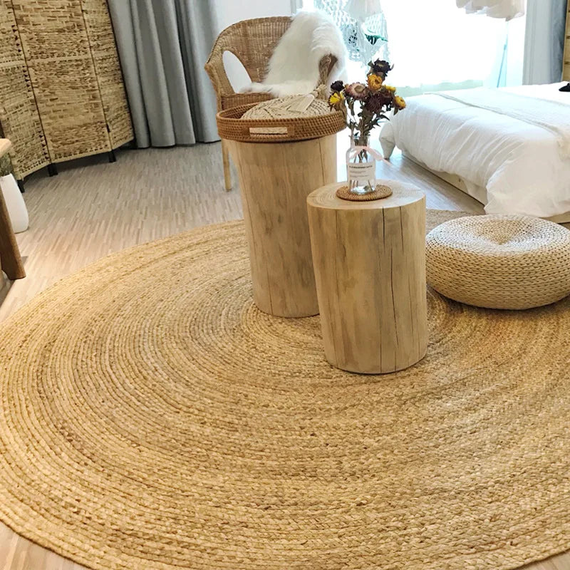 Tapis rond en fibre naturelle