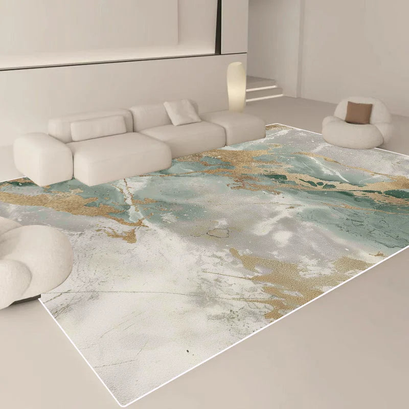 Tapis effet marbré finitions dorées