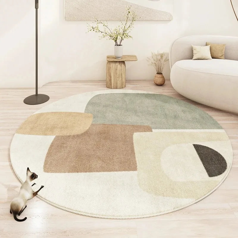 Tapis rond minimaliste beige